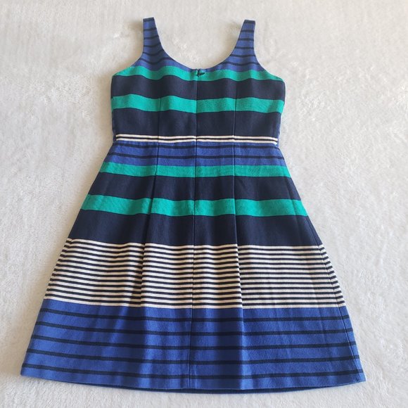 LOFT Sleeveless Fit & Flare Lined Stripe Multicolor DressSZ 00 - Picture 5 of 16